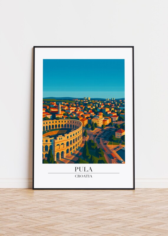 Pula Croatia Grand Ancient Roman Amphitheater Arena Aerial Poster