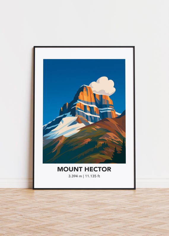 Mount Hector Poster Print Illustration Art Mountain