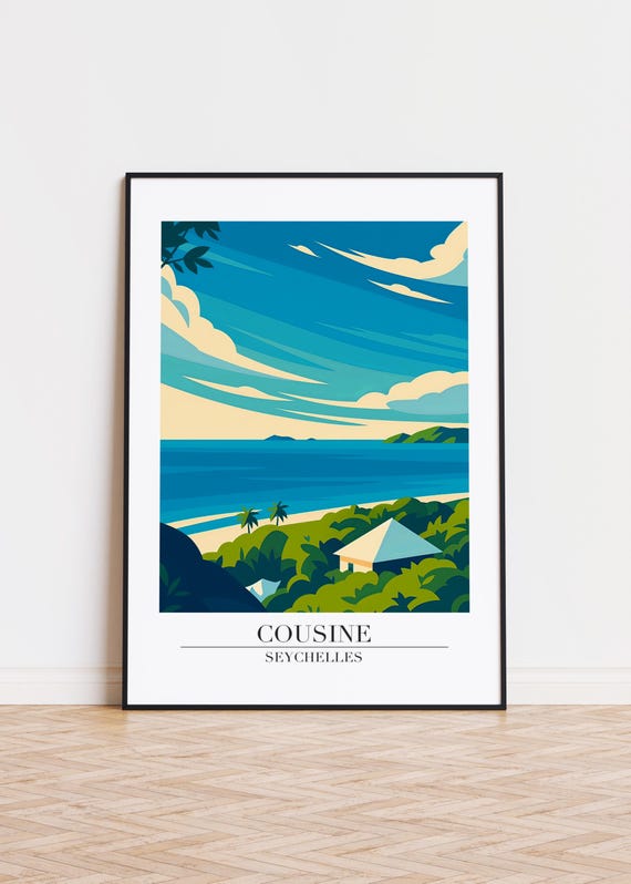 Seychelles Cityscape Poster Modern Travel Art Print