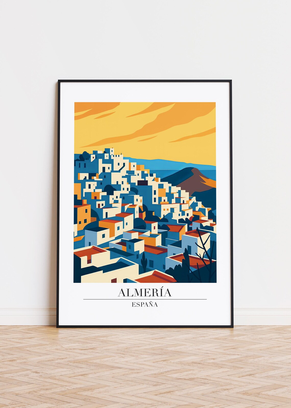 Almera Spain Travel Poster, Modern City Illustration
