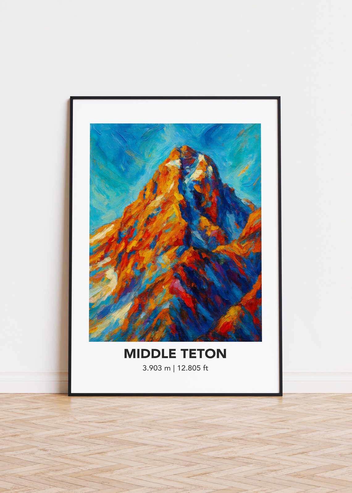 Middle Teton Modern Oil-Painting Style Art Print