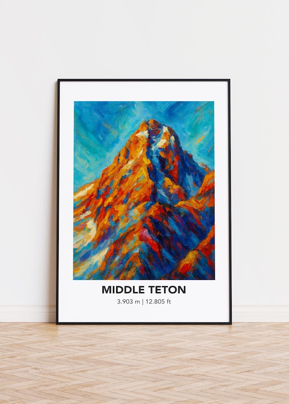 Middle Teton Modern Oil-Painting Style Art Print
