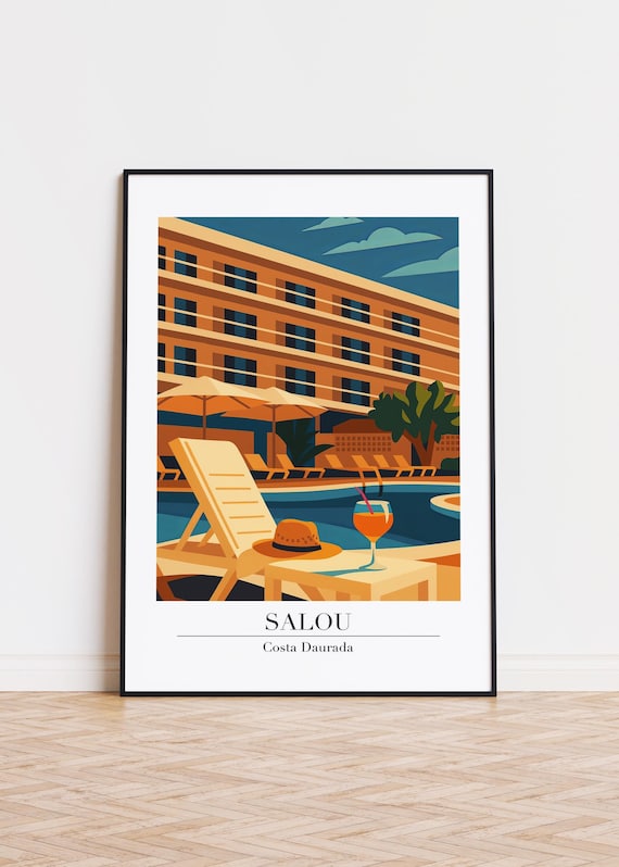 Salou Costa Daurada Hotel Pool Lounge Cocktail Resort Travel Poster