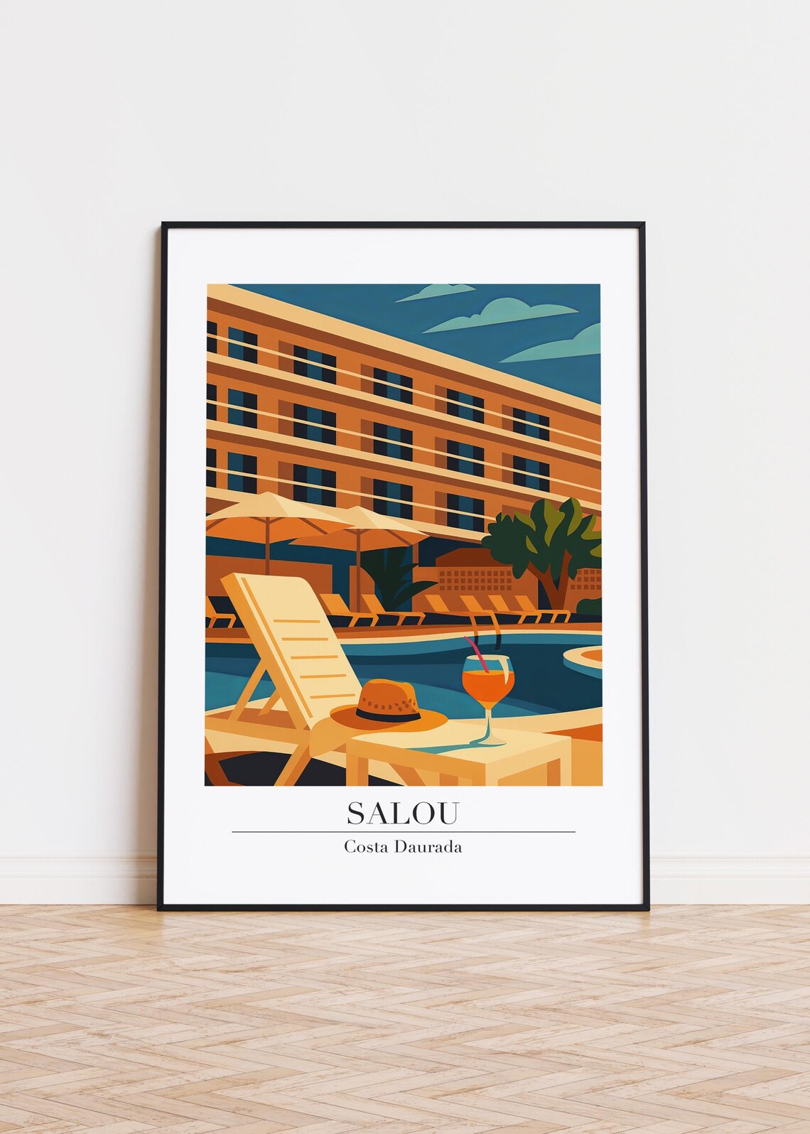 Salou Costa Daurada Hotel Pool Lounge Cocktail Resort Travel Poster