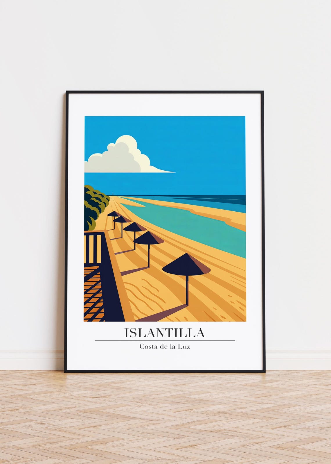 Islantilla Costa de la Luz Sandy Beach Umbrellas Travel Art Poster