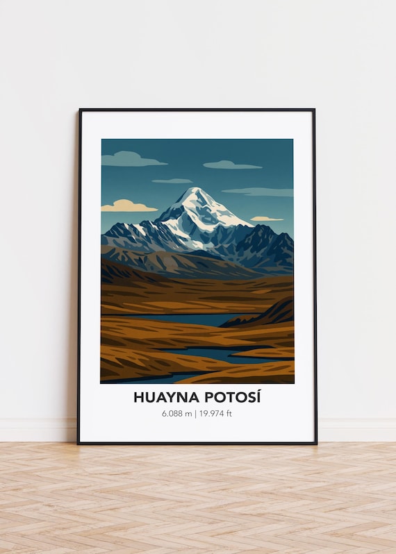 Huayna Potos Mountain Art Print, Travel Poster