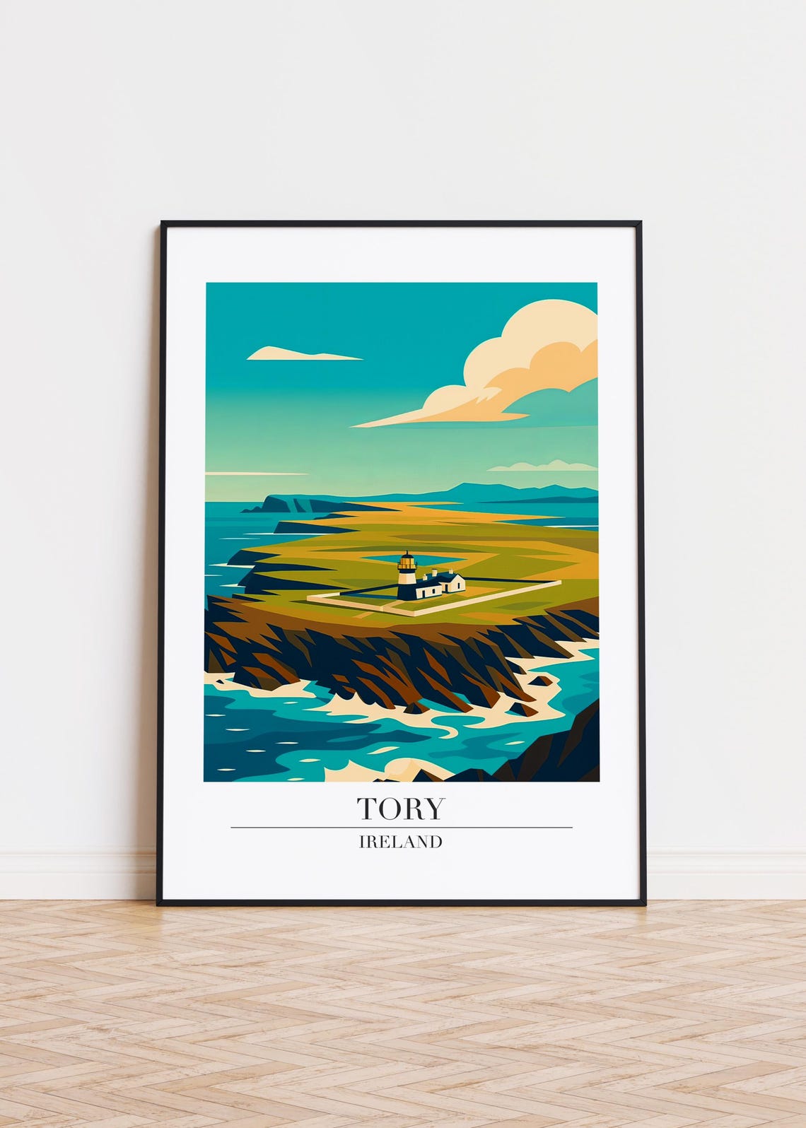 Tory Ireland Lighthouse On Dramatic Rocky Coast Travel Poster