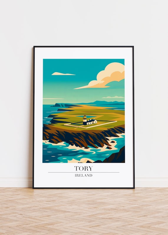 Tory Ireland Lighthouse On Dramatic Rocky Coast Travel Poster