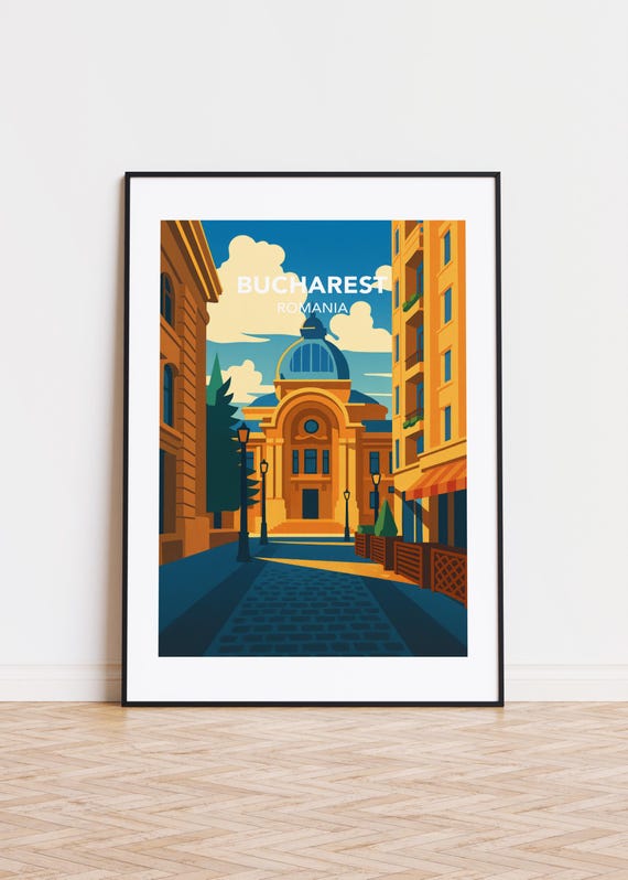 Bucharest Cityscape Poster Modern Minimalist Art Print