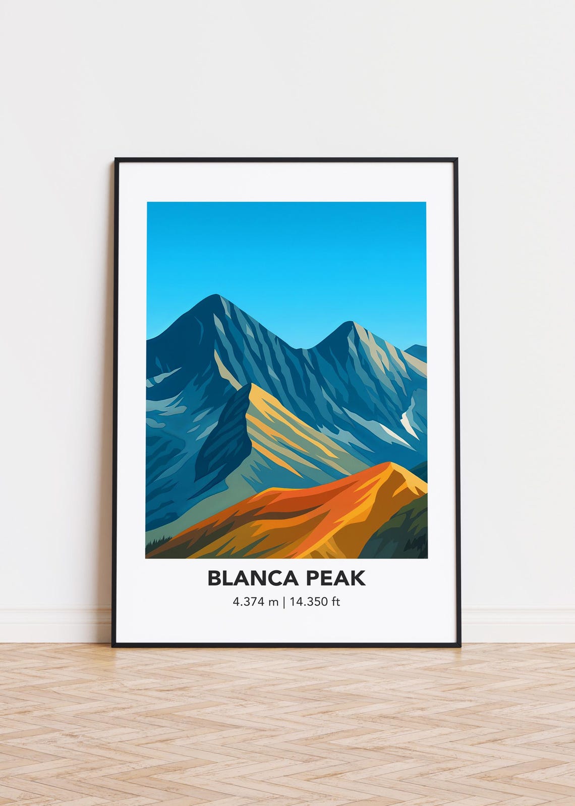 Blanca Peak Colorado Mountain Sunset Colorful Illustration Poster