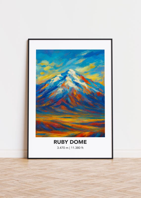 Ruby Dome Mountain Print Modern Oil Painting Style Poster
