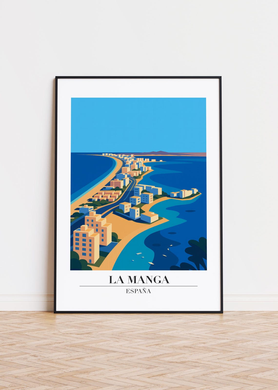 La Manga Spain Beach Town Coastal Illustration Travel Poster