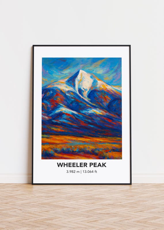 Wheeler Peak Poster Mountain Print Modern Oil Painting Style Art