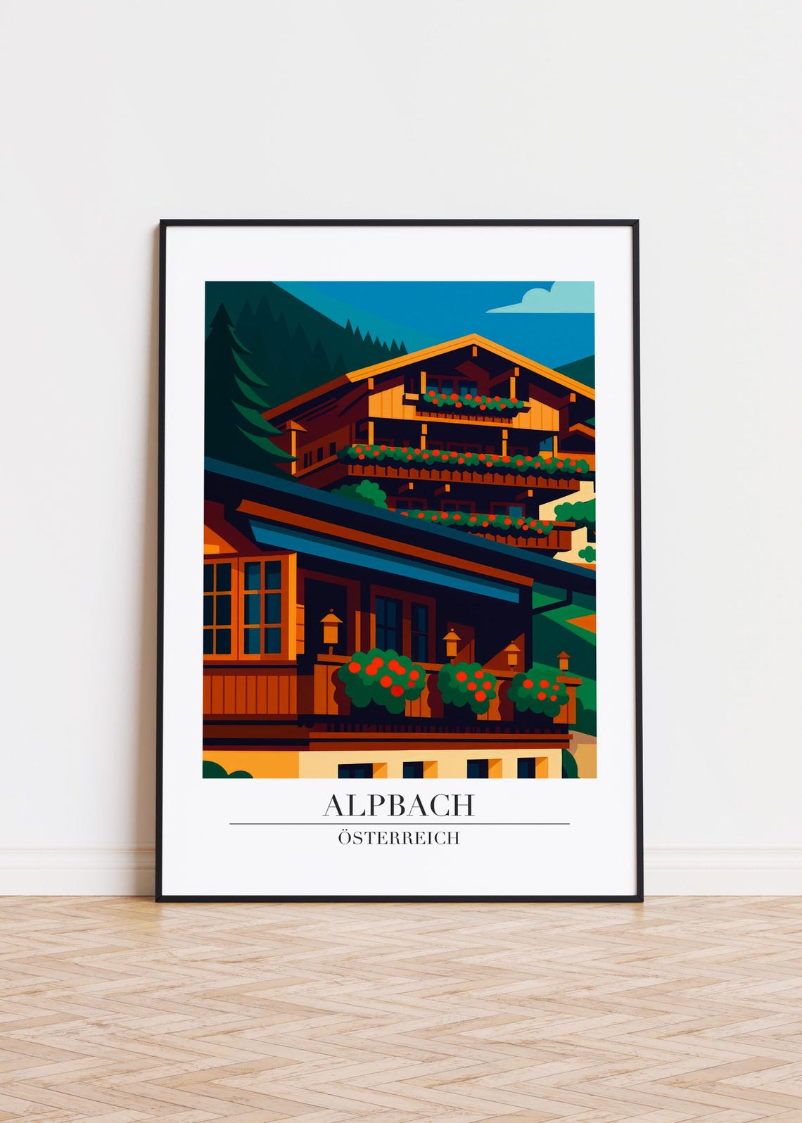 Alpbach Austria Modern Travel Poster