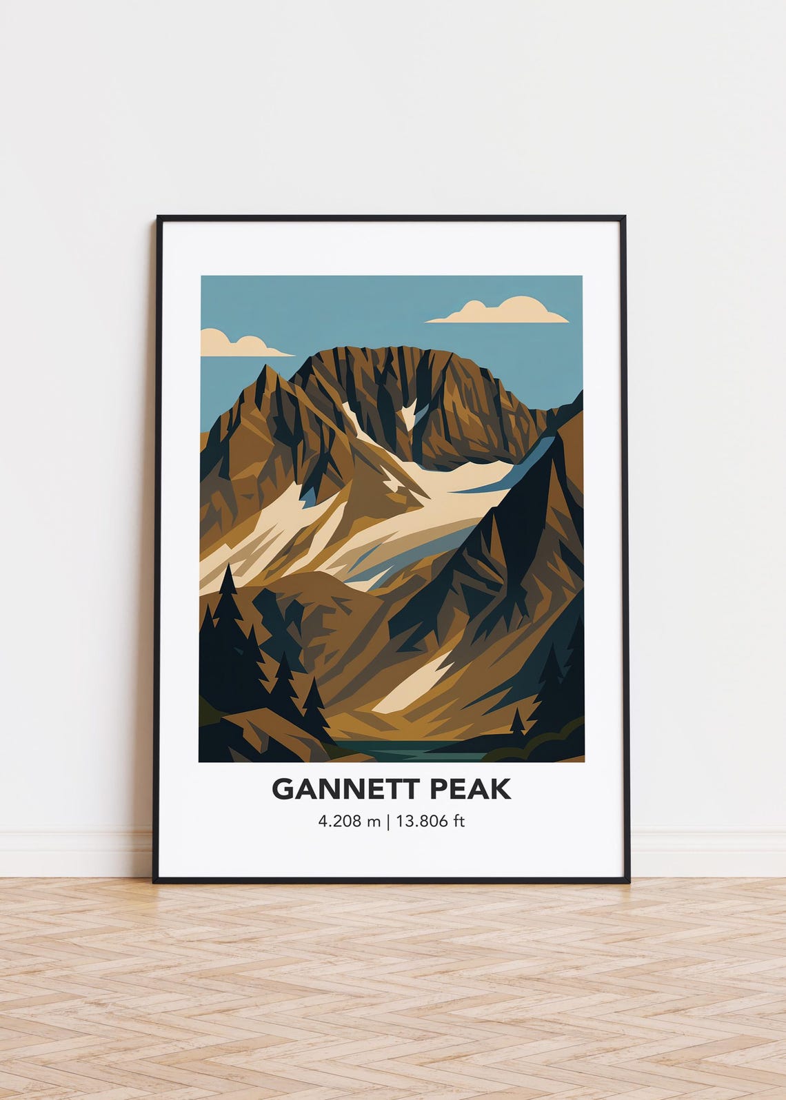 Gannett Peak 4208m Rocky Summit Snowfield Pine Forest Poster