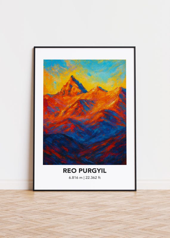 Reo Purgyil Poster Mountain Print Modern Oil Painting Style Art