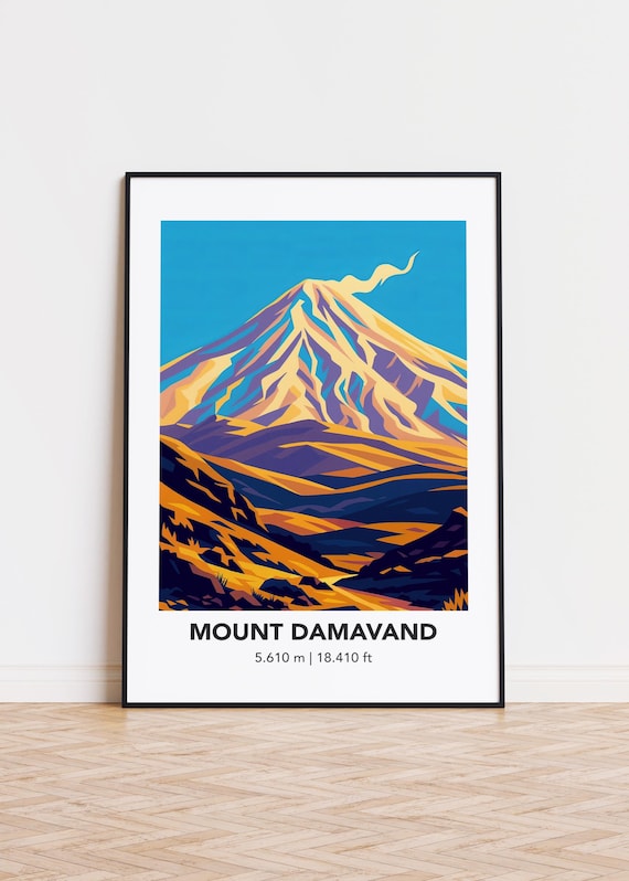 Mount Damavand Art Print Mountain Illustration Modern Home Decor