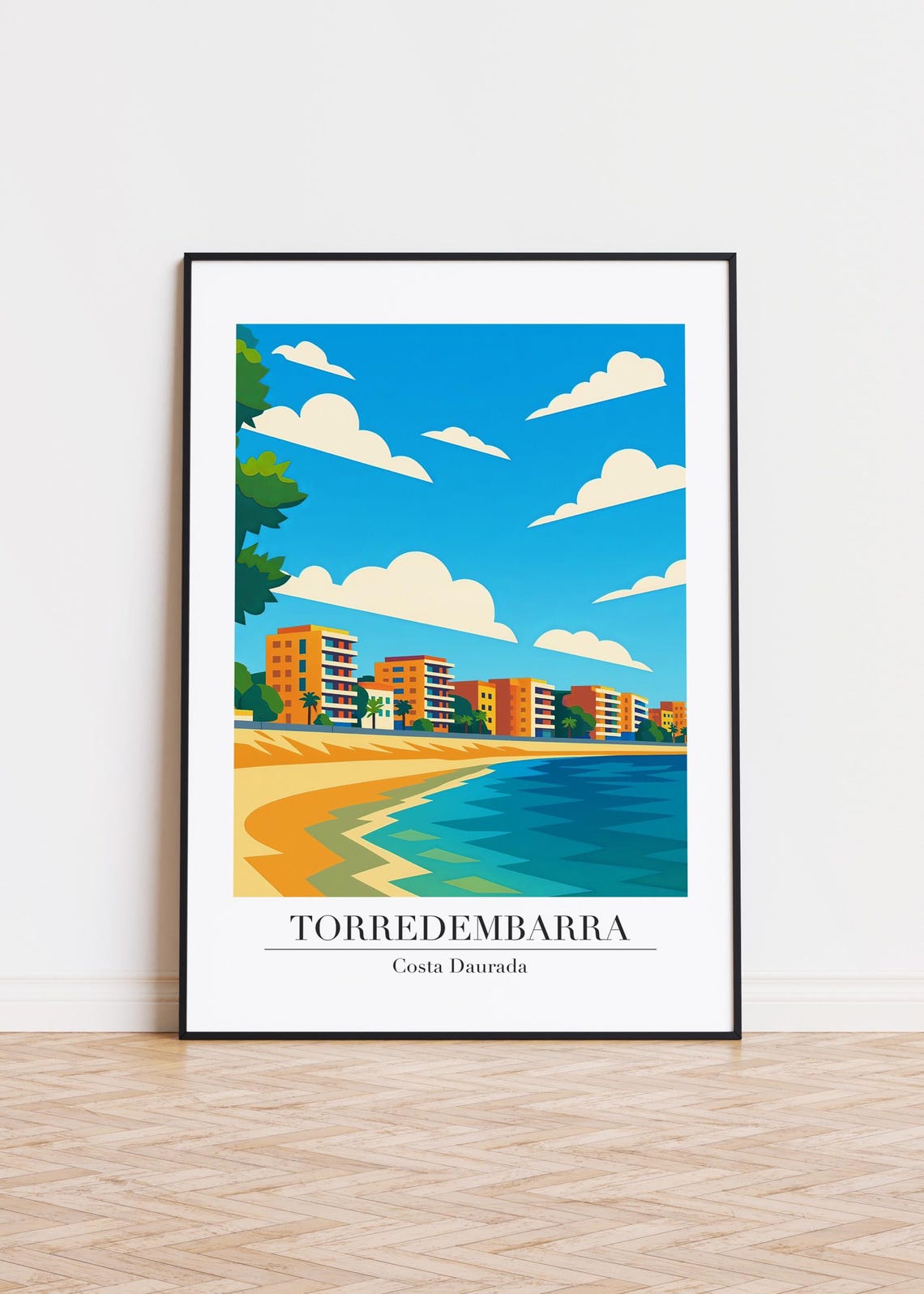 Torredembarra Costa Daurada Seafront Buildings Beach Travel Poster