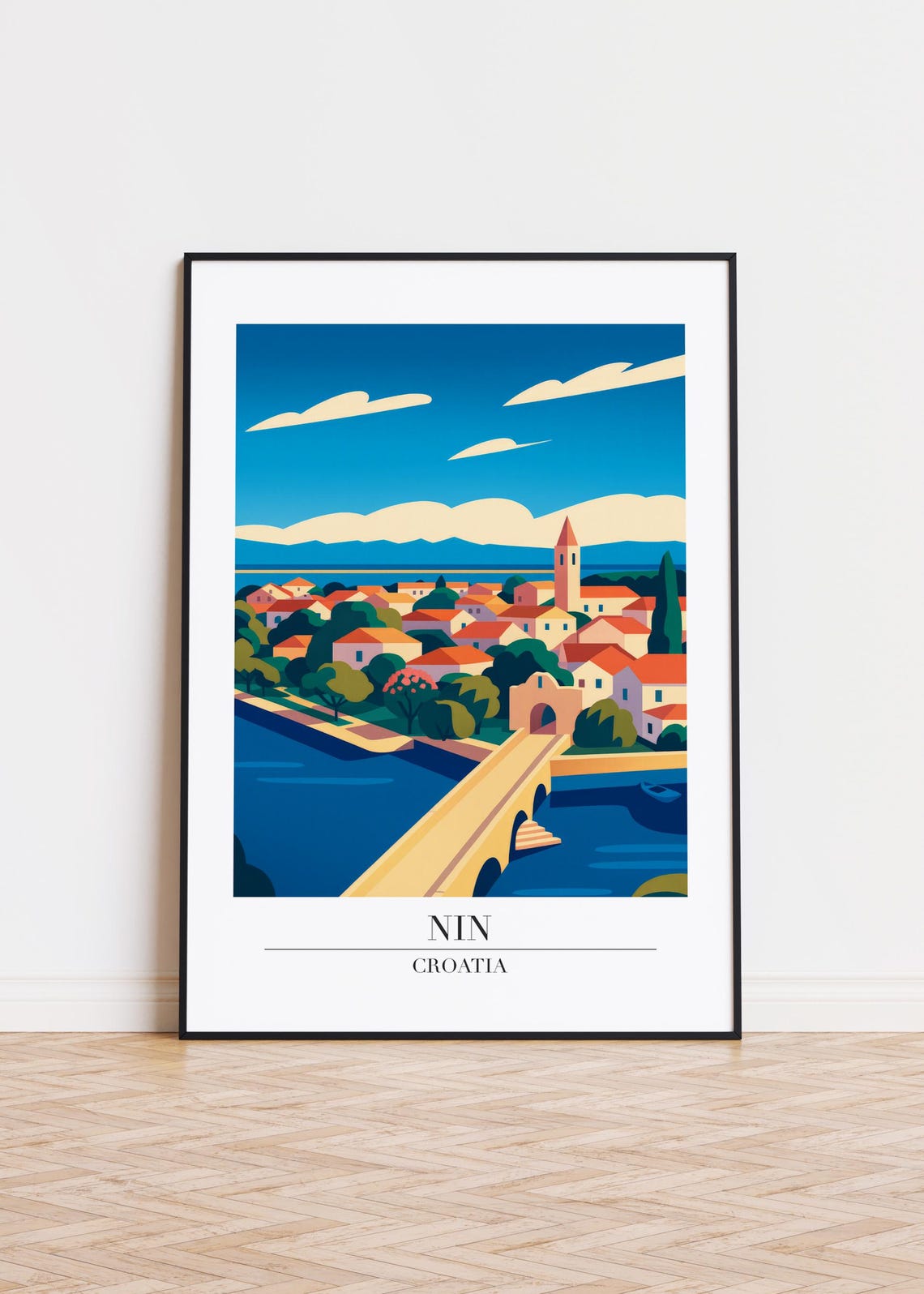 Nin Croatia Modern Travel Poster