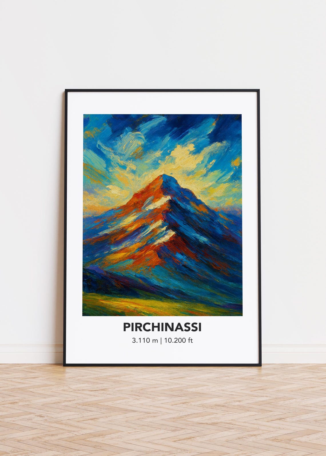 Pirchinassi Storm Peak Oil Painting Poster for Mountain Lovers