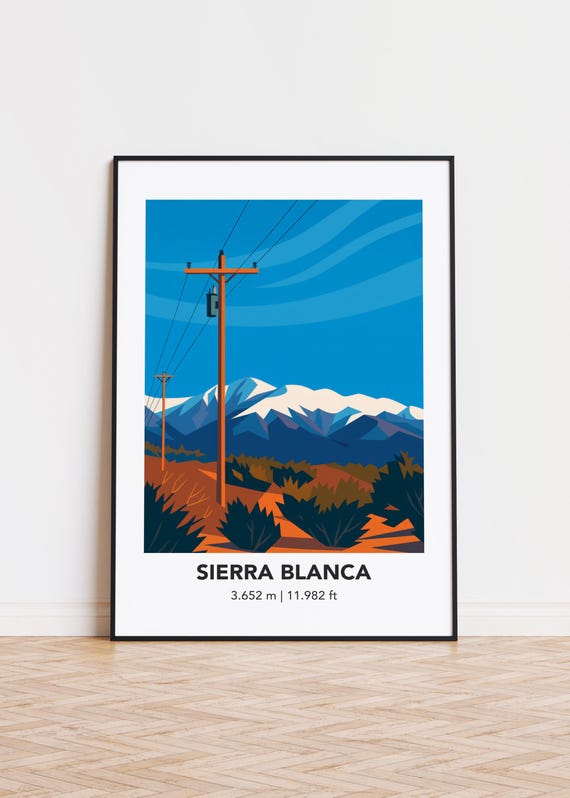 Sierra Blanca Mountain Art Print, Minimalist Decor