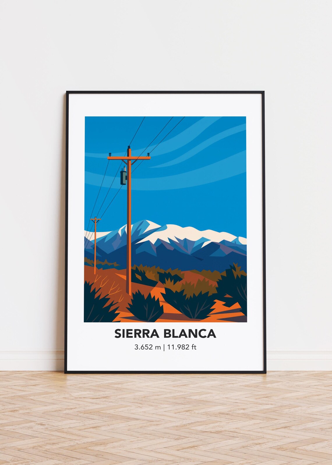 Sierra Blanca Mountain Art Print, Minimalist Decor