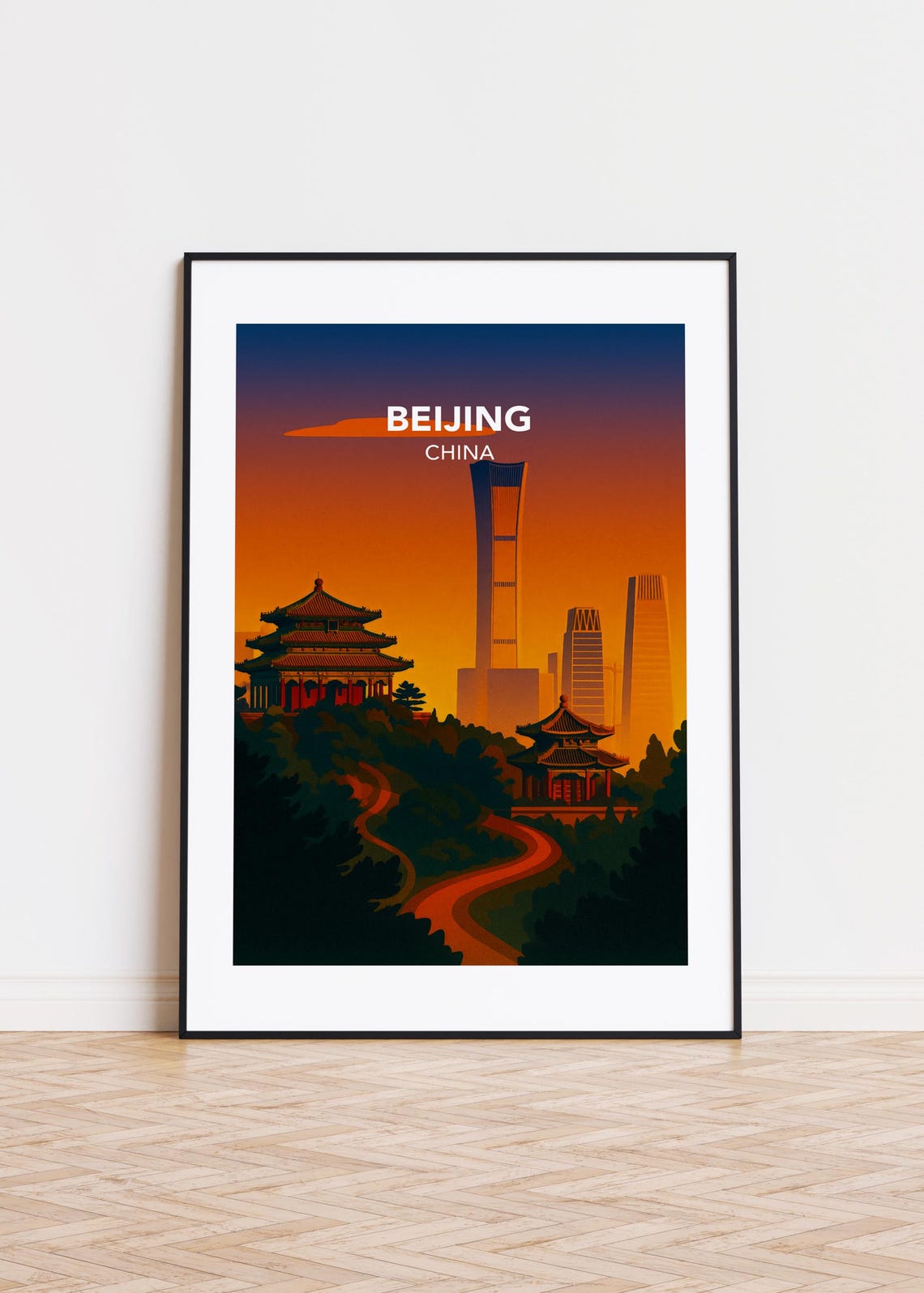 Beijing Cityscape Poster Modern Travel Art Print