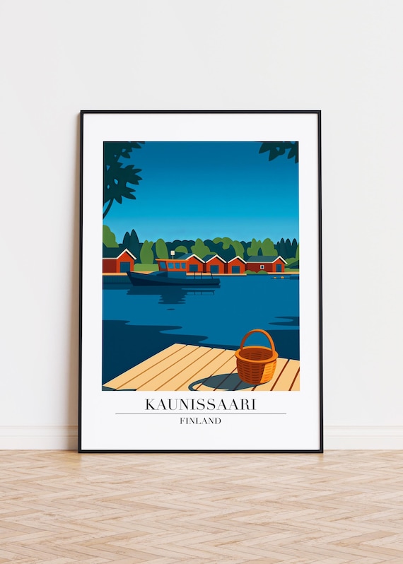 Kaunissaari Finland Summer Cabins Lake Waterfront Travel Poster