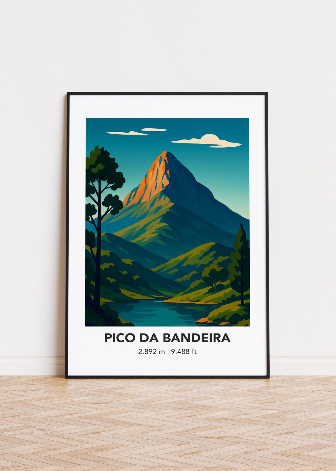 Pico Da Bandeira Mountain Print Modern Minimalist Art Poster