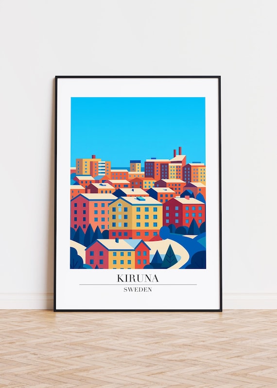Kiruna Sweden Poster Modern City Illustration Art