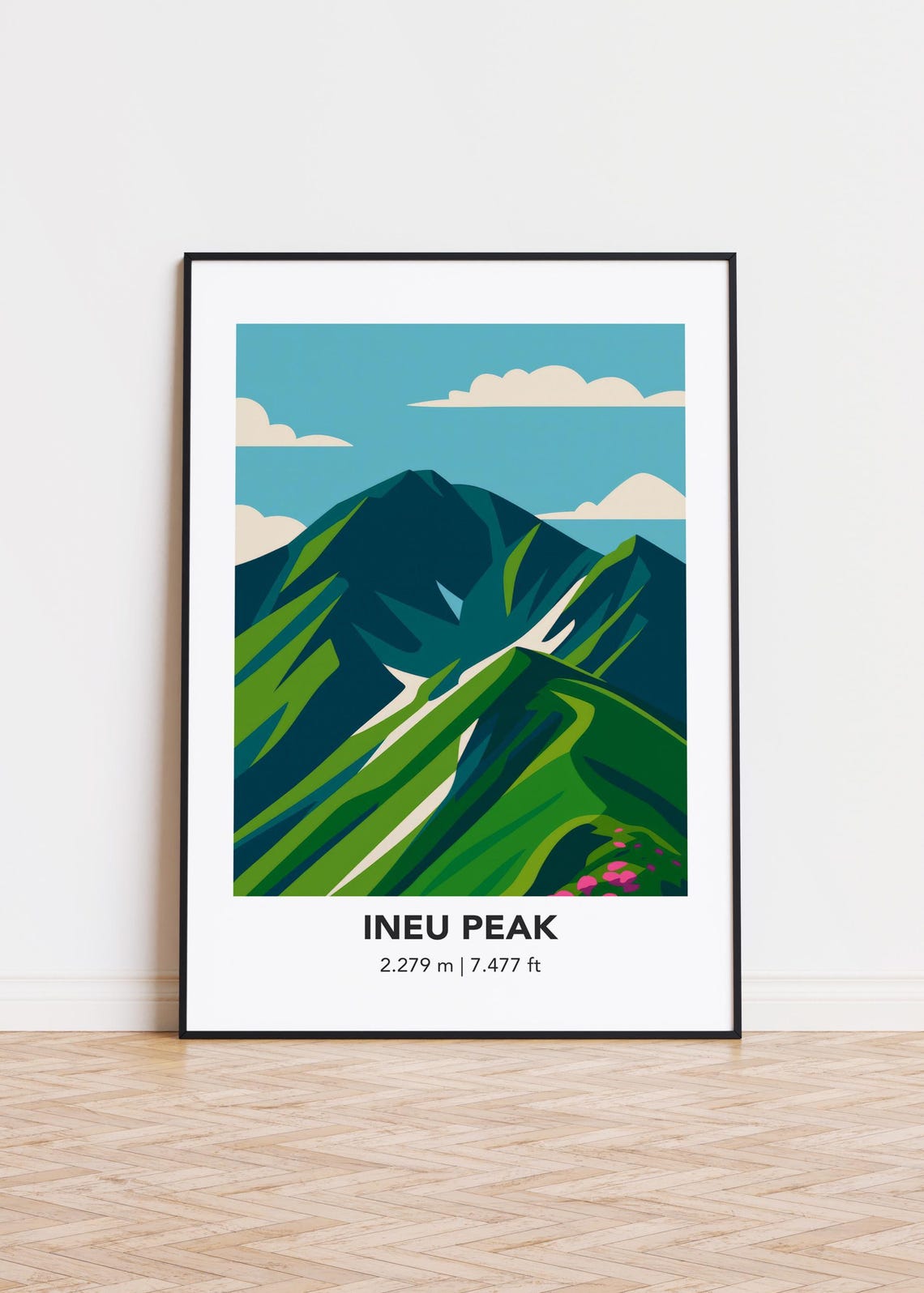 Ineu Peak Minimalist Mountain Poster With Elevation Detail 2279m