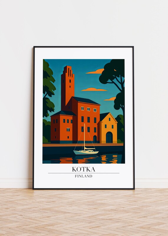 Kotka Finland Poster Modern City Illustration Art