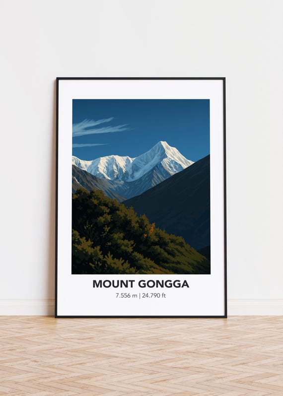 Mount Gongga Poster Mountain Illustration Nature Art