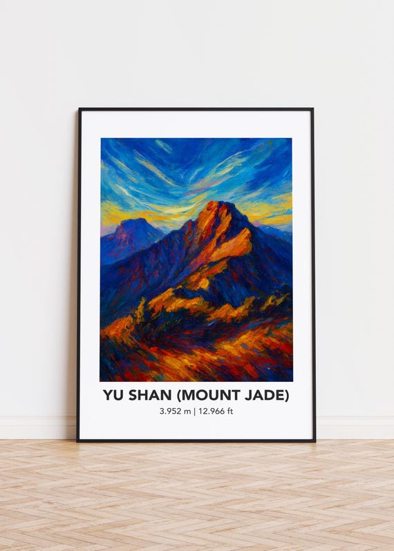 Yu Shan Mount Jade Poster Mountain Print Modern Oil Painting Style Art