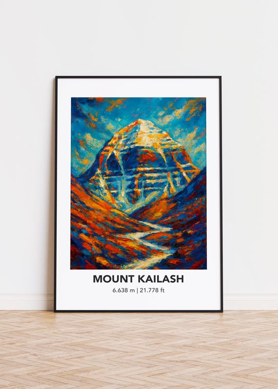 Mount Kailash Poster Mountain Print Modern Oil Painting Style Art