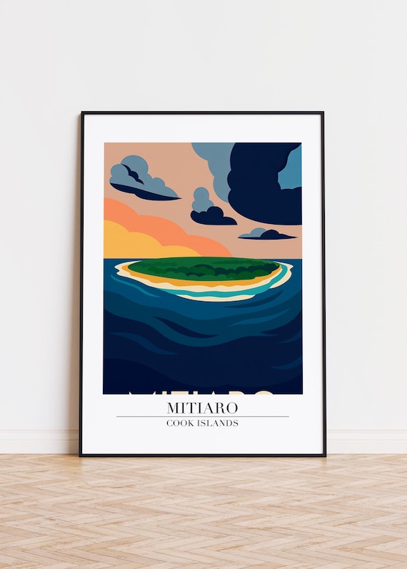 Mitiaro Illustration Art Print Cook Islands Travel Poster