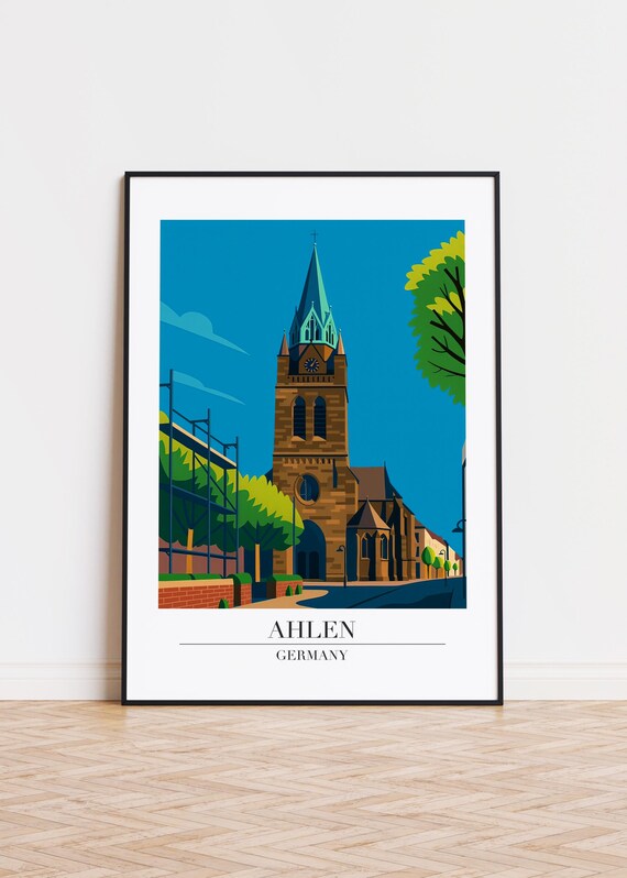 Ahlen Germany Poster City Illustration Art Print