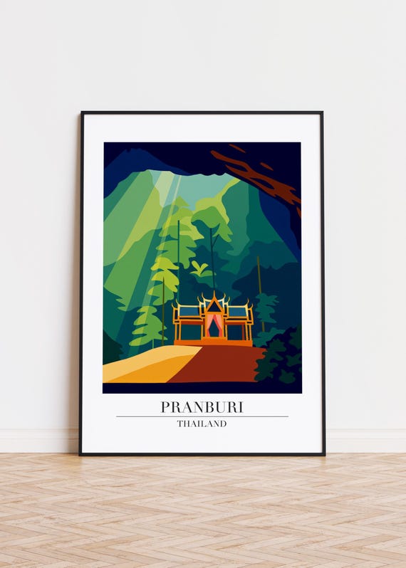 Pranburi Cityscape Poster Modern Travel Art Print
