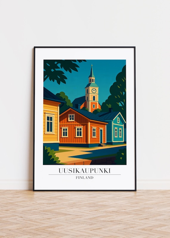 Charming Uusikaupunki Finland Wooden Houses Church Travel Wall Art