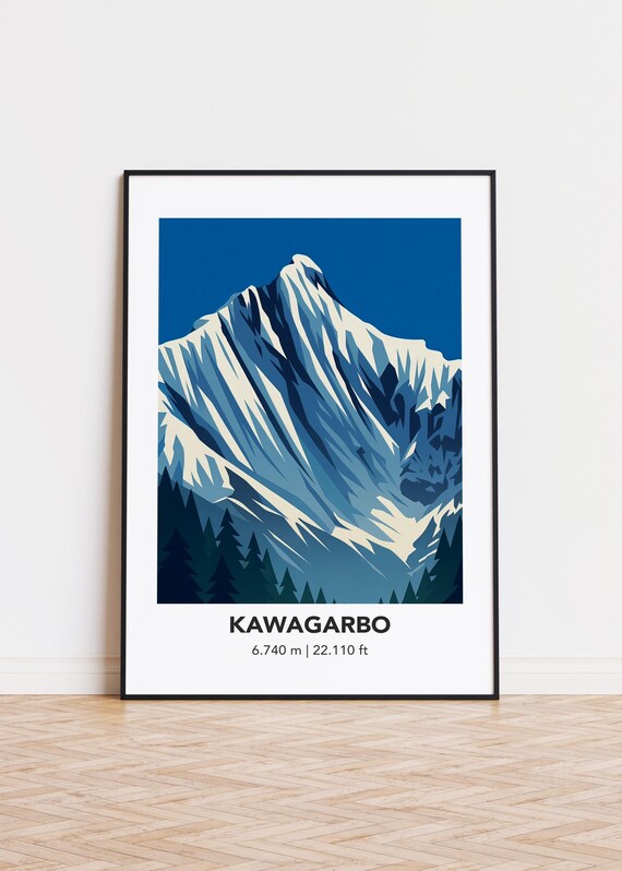 Kawagarbo Mountain Illustration Art Print Modern City Poster