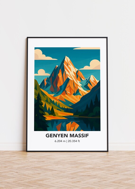 Genyen Massif Print Mountain Illustration Art