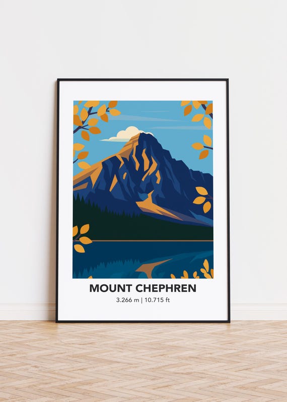 Mount Chephren Poster Print Illustration Art Mountain