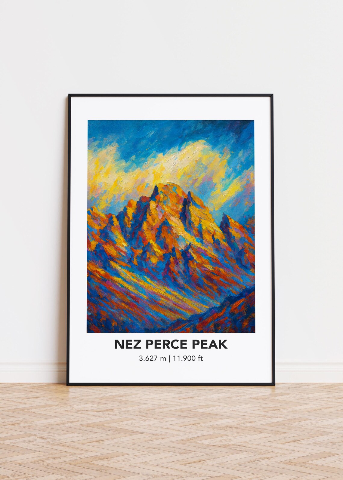 Nez Perce Peak 3.627 m Golden Summit Oil Painting Wall Poster