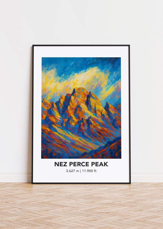 Nez Perce Peak Poster Modern Mountain Art Print