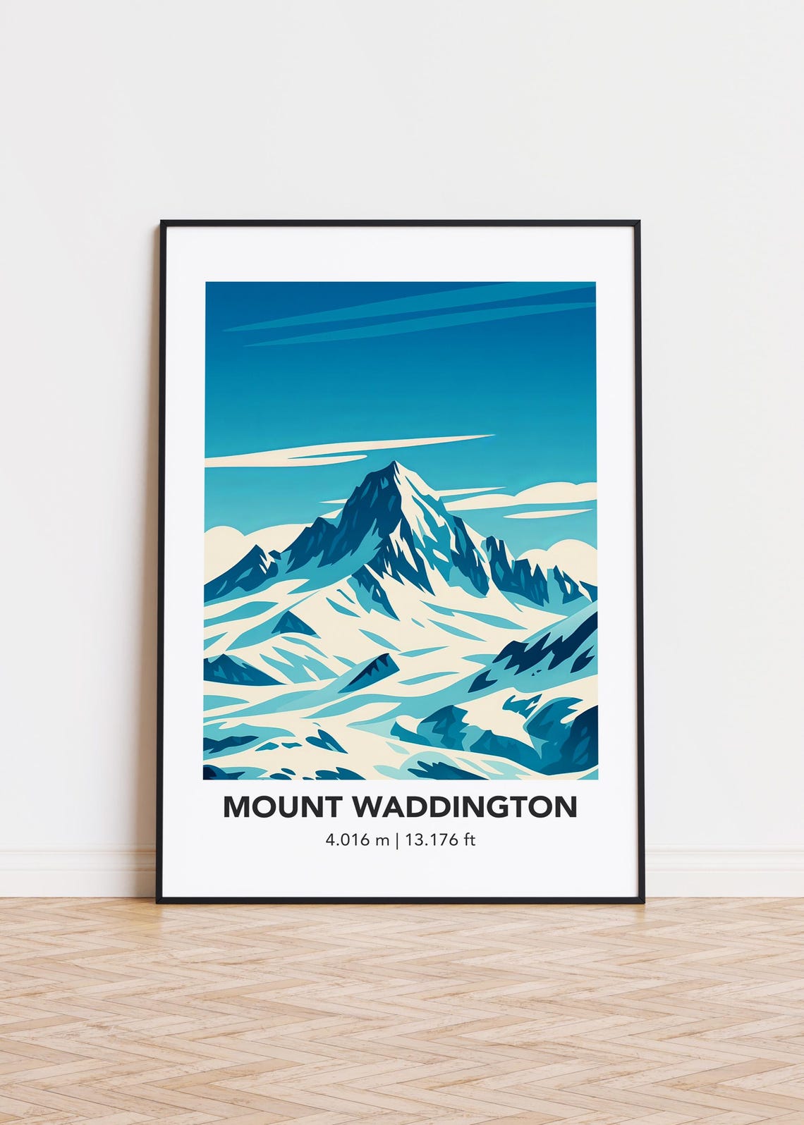 Mount Waddington Snowy Alpine Peak Blue Vintage Travel Poster