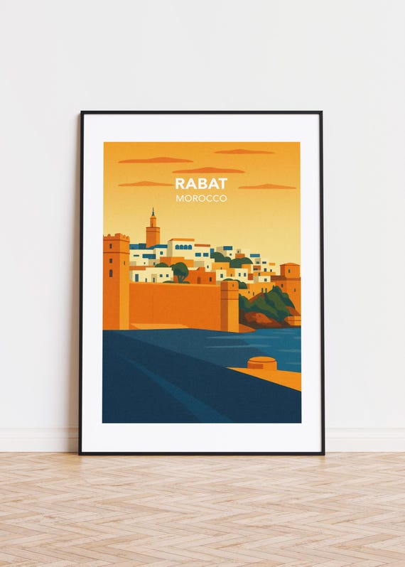 Rabat Morocco Poster Modern City Illustration