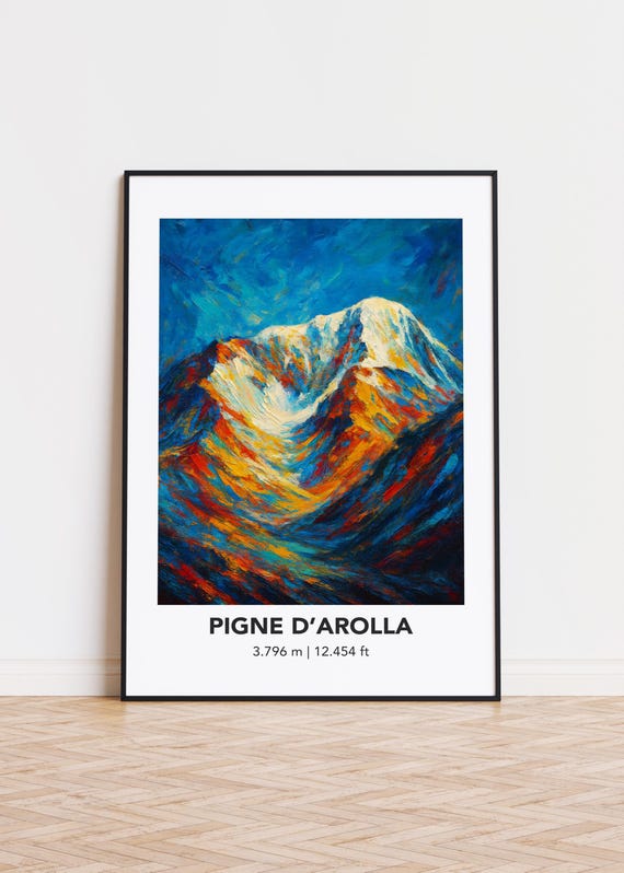 Pigne Darolla Poster Mountain Print Modern Oil Painting Style Art