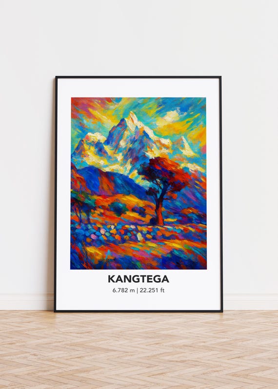 Peak131 Kangtega Poster Mountain Print Modern Oil Painting Style Art
