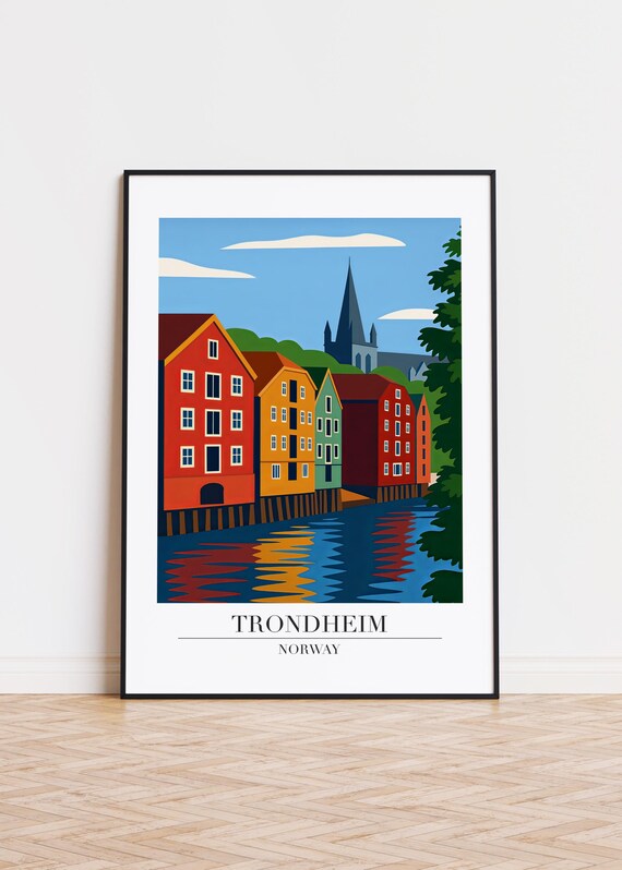 Trondheim Norway Poster Modern Scandinavian Illustration Art