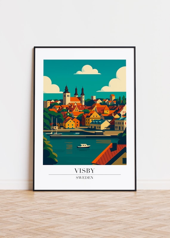 Visby Sweden Poster Modern Illustration Art Print